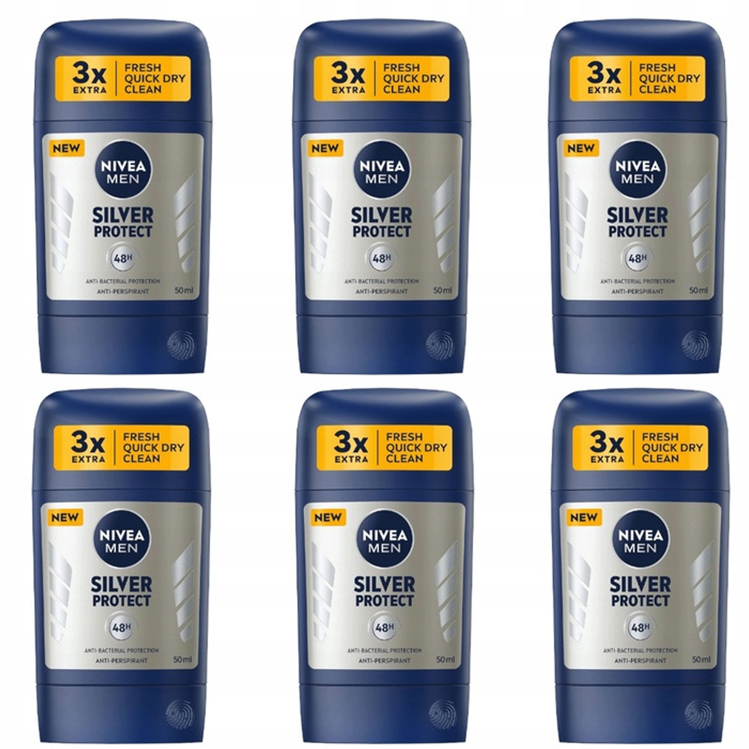 Nivea Men Pánský antiperspirant Silver 6x50 ml
