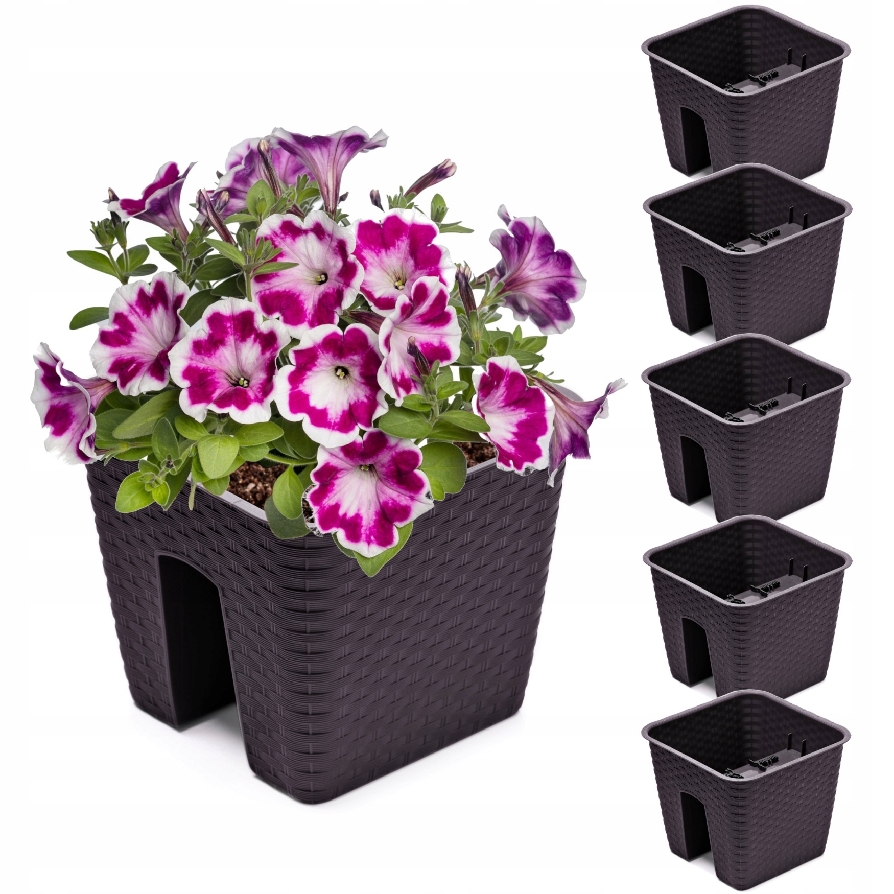 5 x Krabička Květináč 27,2 x 27,2 cm Rattan Umbra Bronz 8,5L zábradlí