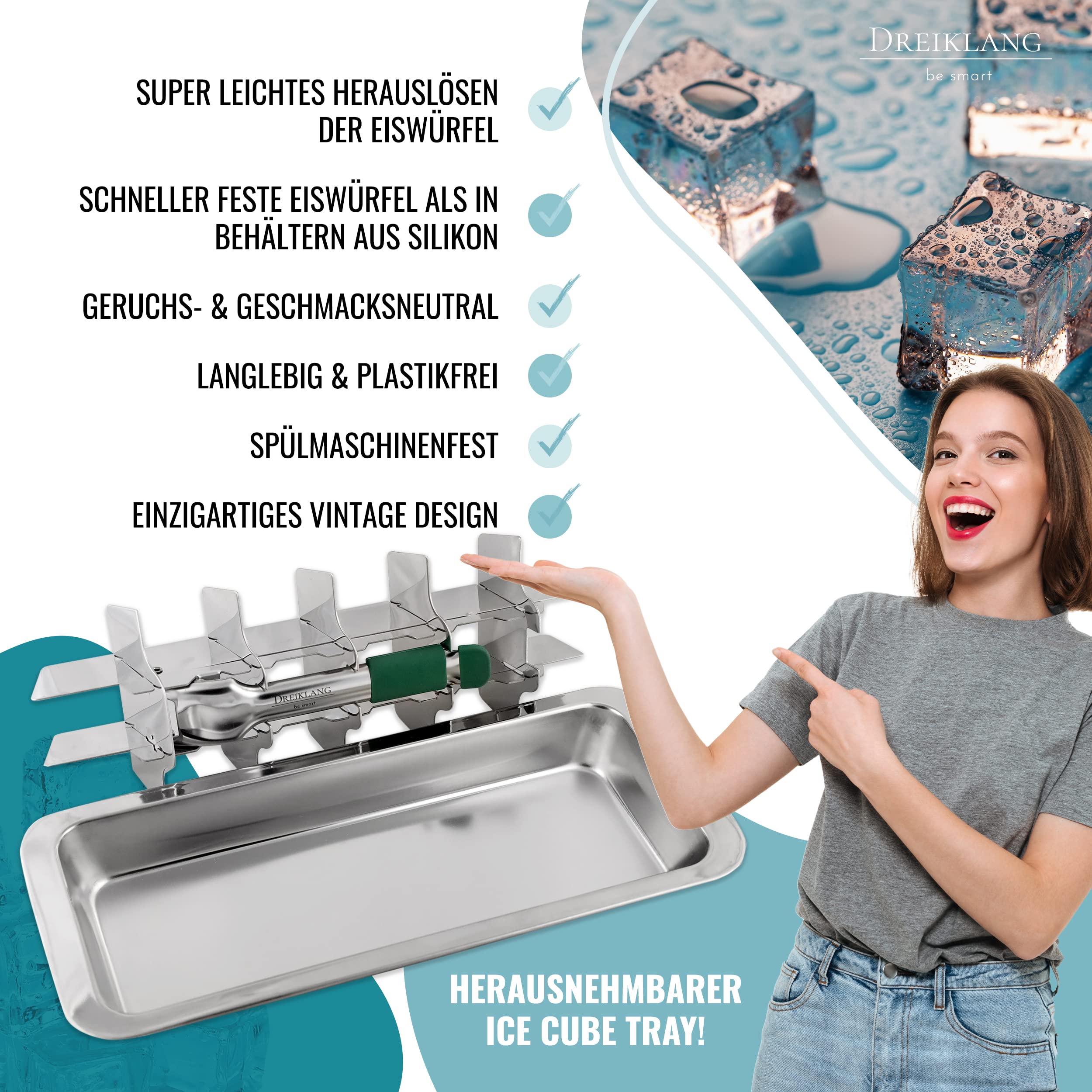DREIKLANG Forma Do Kostek Lodu Stal Nierdzewna Uchwyt Vintage — miniatura 3