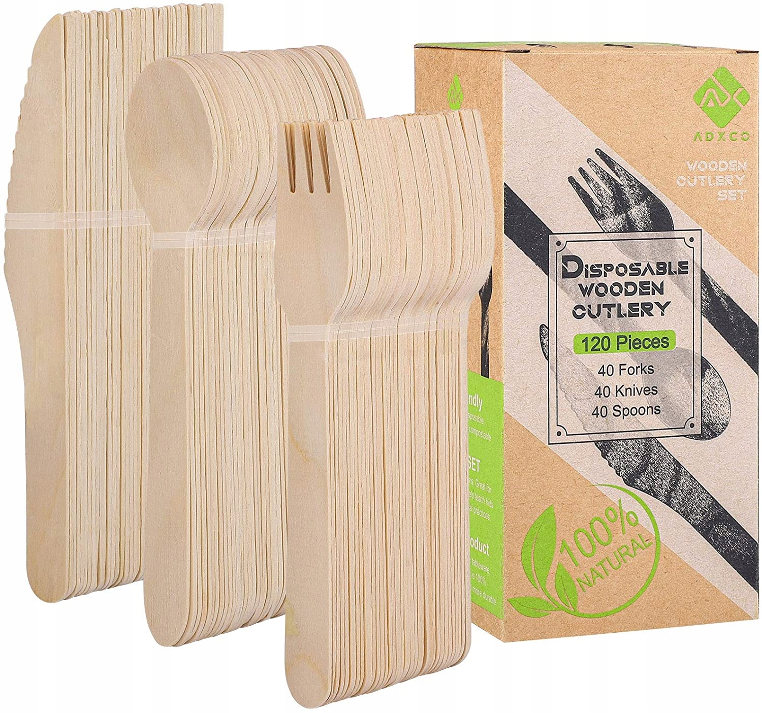 

Zestaw Eko Drewnianych Sztućców 120 Sztuk