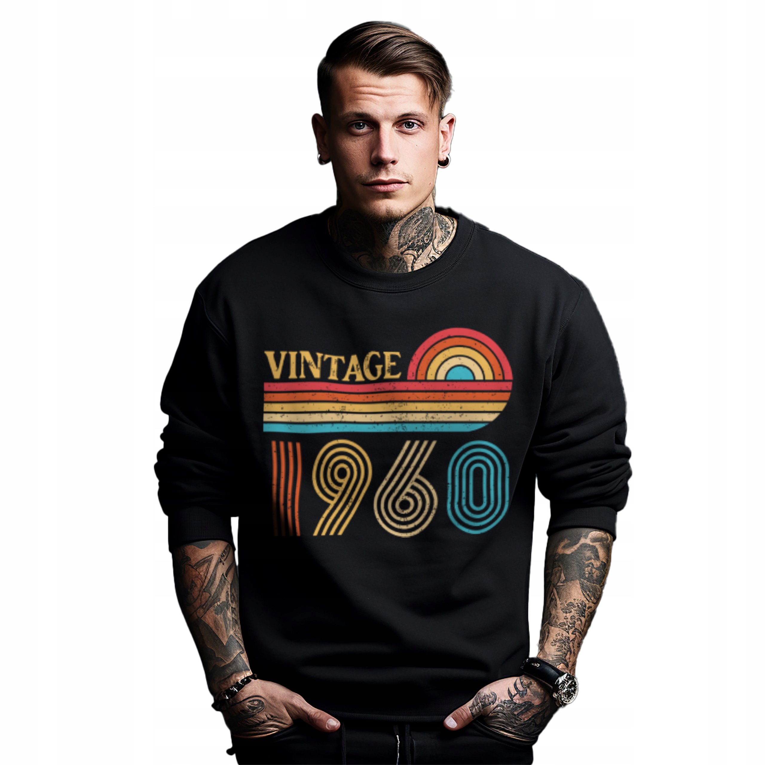 Mikina černá pánská s potiskem dárek k narozeninám, ročník Vintage 1960