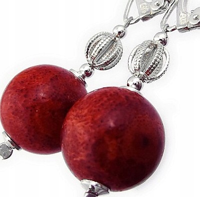 Náušnice Přírodní Korál Ozdobné Náušnice Stříbro