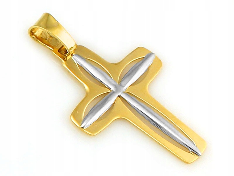 Křížek ze žlutého a bílého zlata 585 14k 2.20g na řetízek jako dárek