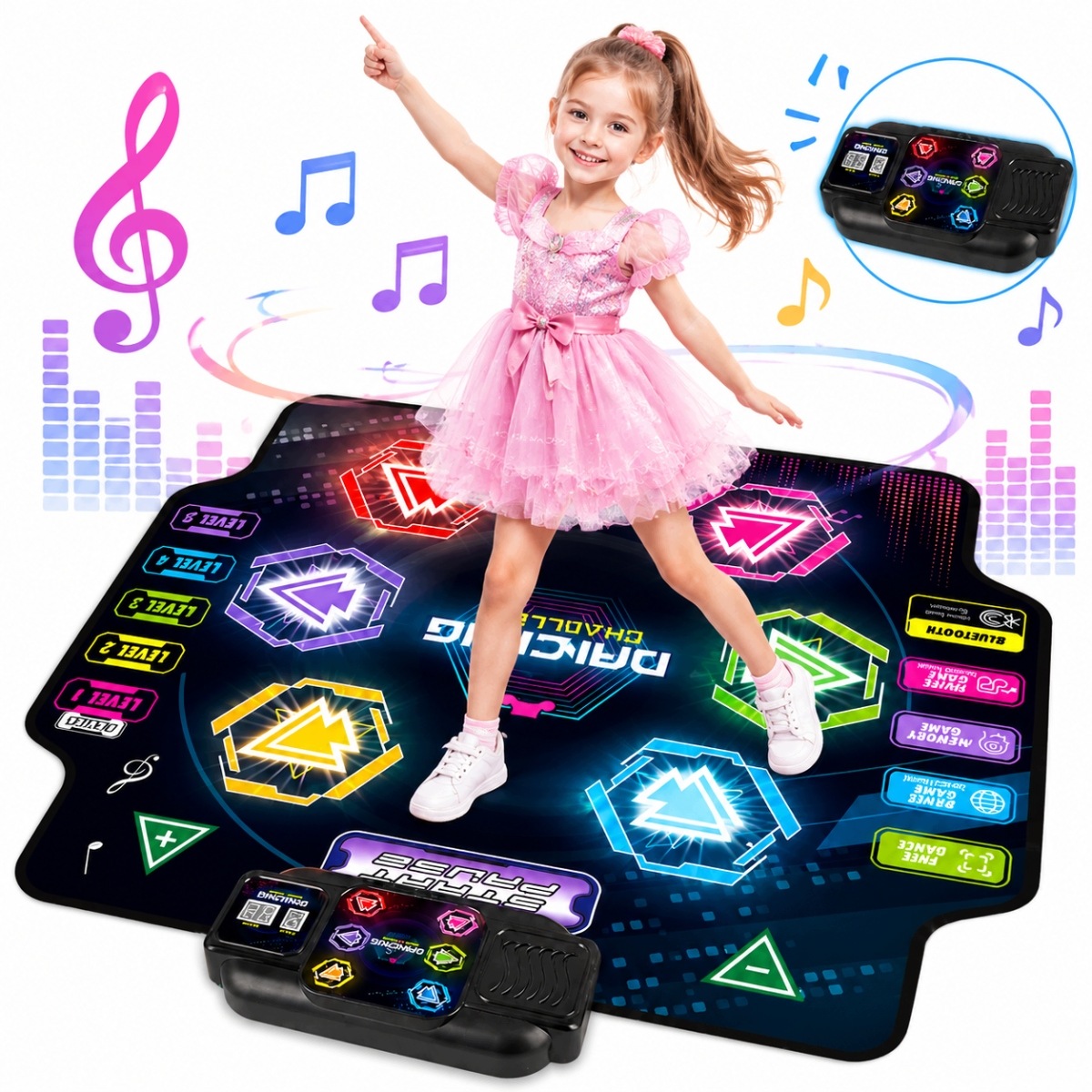 Mata Do Tańczenia Muzyczna Dla Dzieci Interaktywna Led Bluetooth 5TRYBÓWGRY