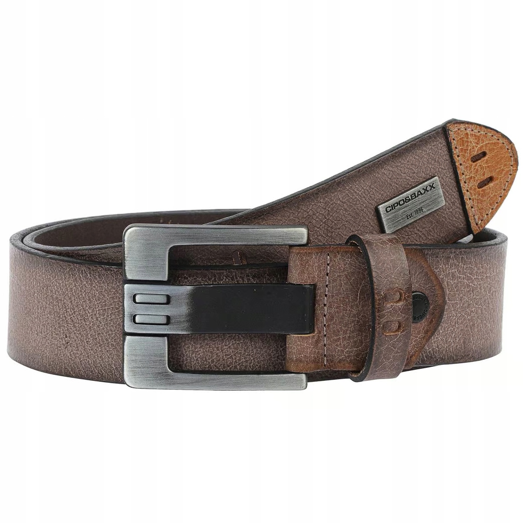 Pánský Pásek Cipo Baxx z pravé kůže s vintage kovovou sponou