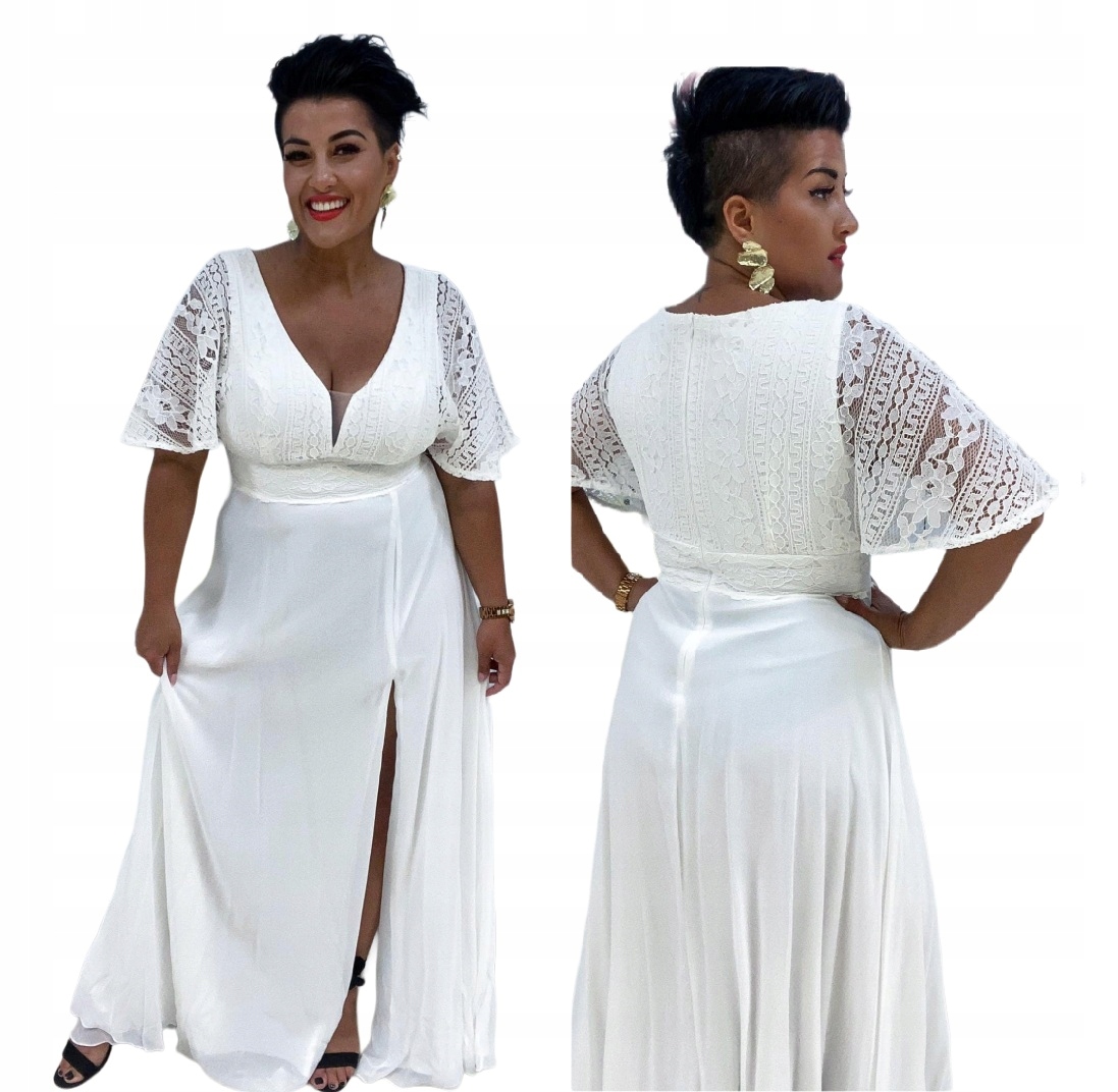 Matylda Bílá Rozkládací Šifonová Šaty Svatební XL