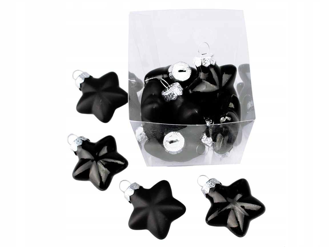 

Szklane Bombki Gwiazdy Bombka 4cm 12szt Czarne