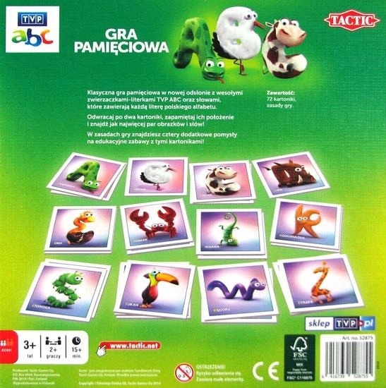 GRA PAMIĘCIOWA MEMORY MEMO ABC TVP zwierzątka Kod producenta 8755