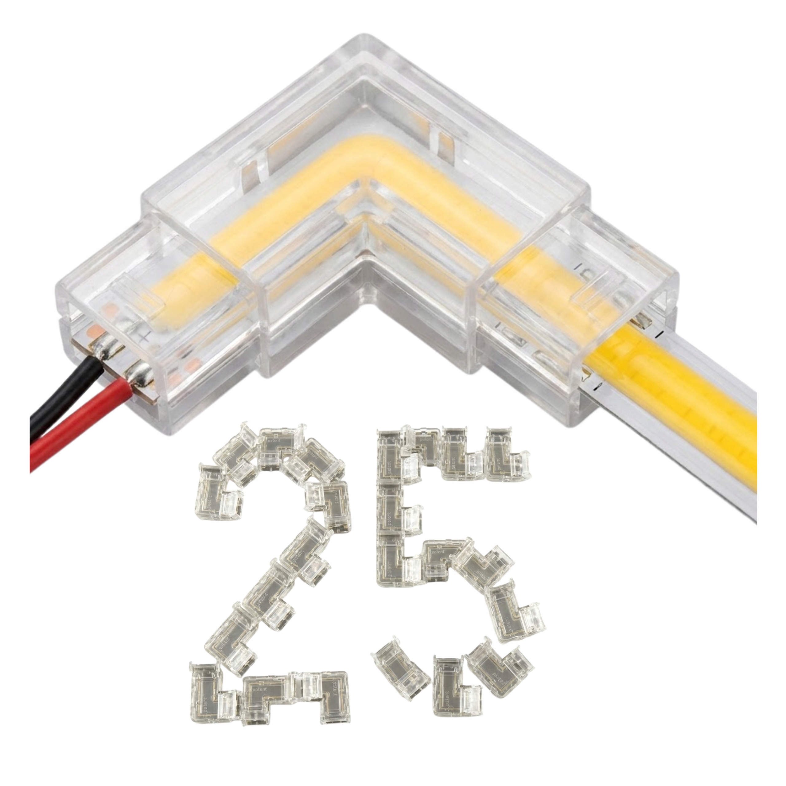 Úhlová spojka pro Led pásku Cob 8 mm Klikana Montážní spojka kabelů na roh
