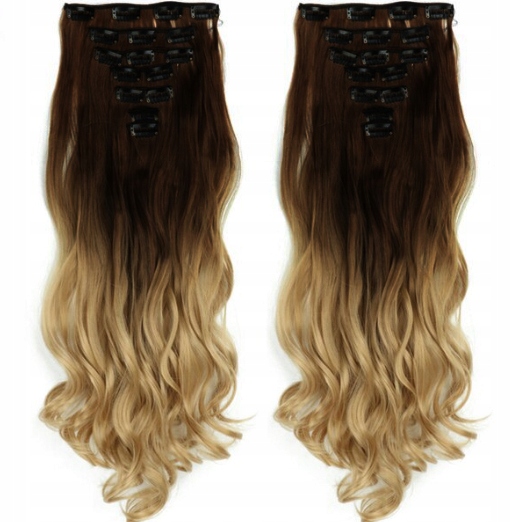 

Doczepiane Włosy Clip In On Loki taśmy 60cm Ombre