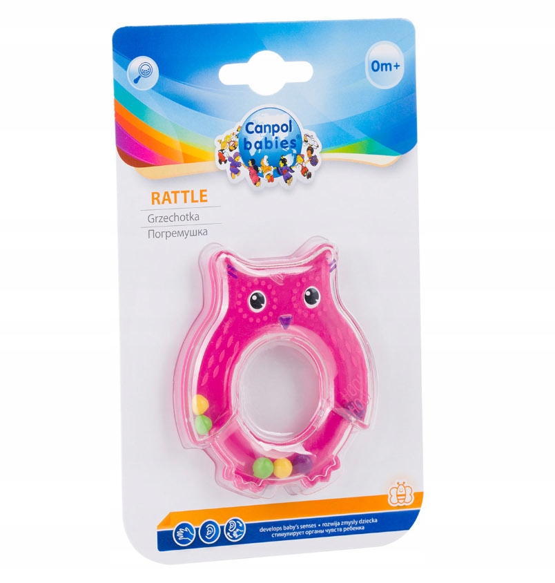 CANPOL BABIES ZABAWKA GRZECHOTKA SOWA RÓŻOWA 0m+ Kolor różowy