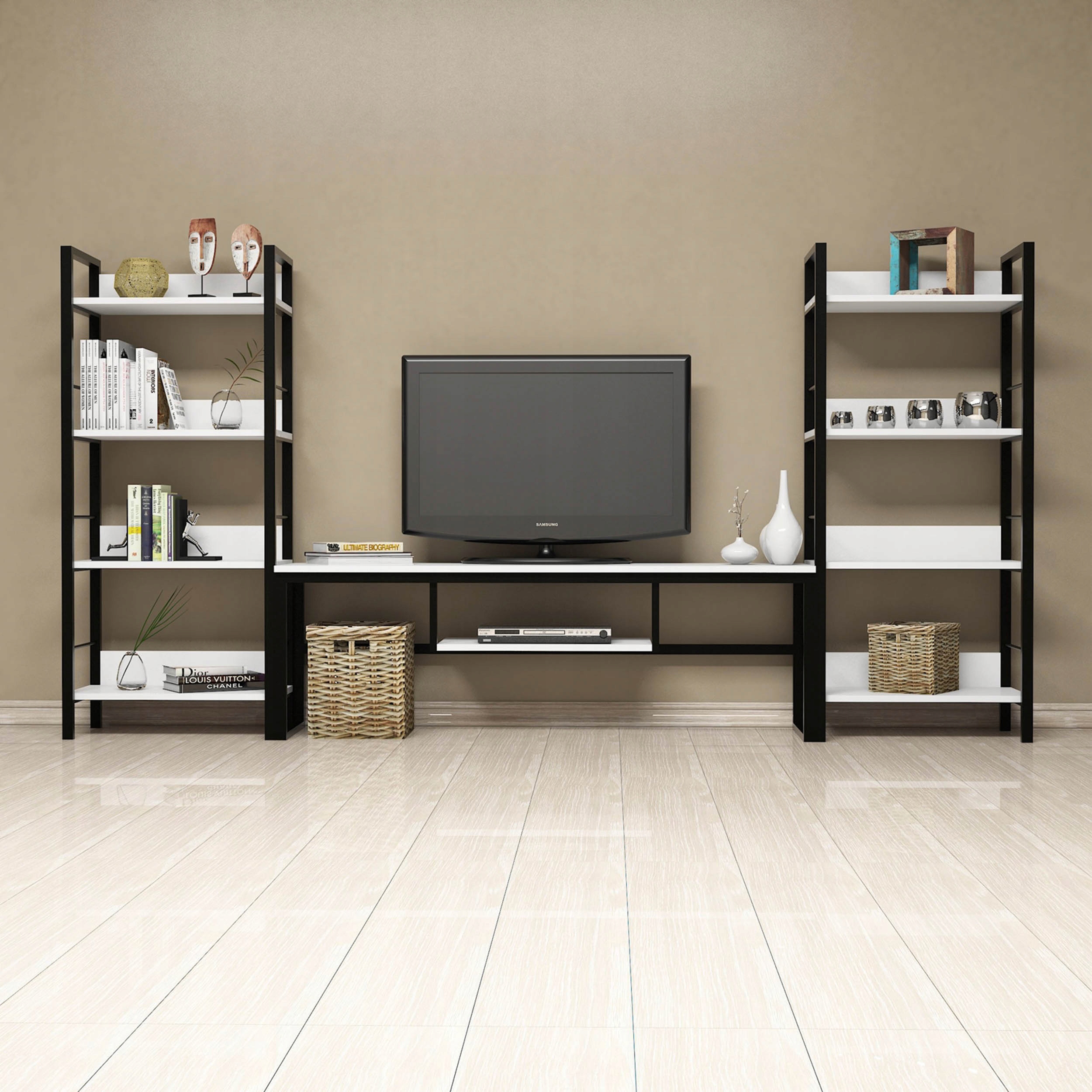 Zestaw RTV TREND Podwójny SHELFED biała Głębokość mebla 37 cm