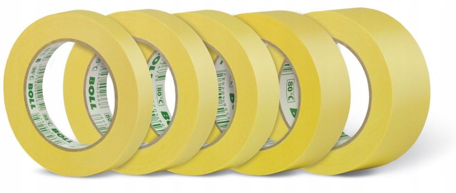 BOLL TAŚMA PAPIEROWA LAKIERNICZA MALARSKA MASKUJĄCA ŻÓŁTA DO 80°C 38MM 50M Marka Boll