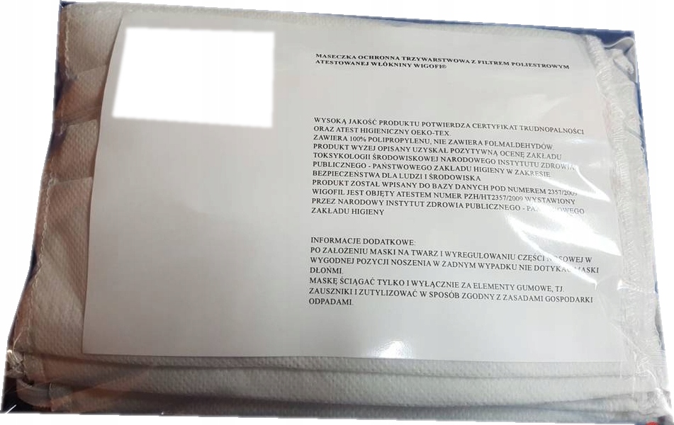 MASKA NA TWARZ MASECZKA OCHRONNA POLSKA 10 SZTUK Model M3W