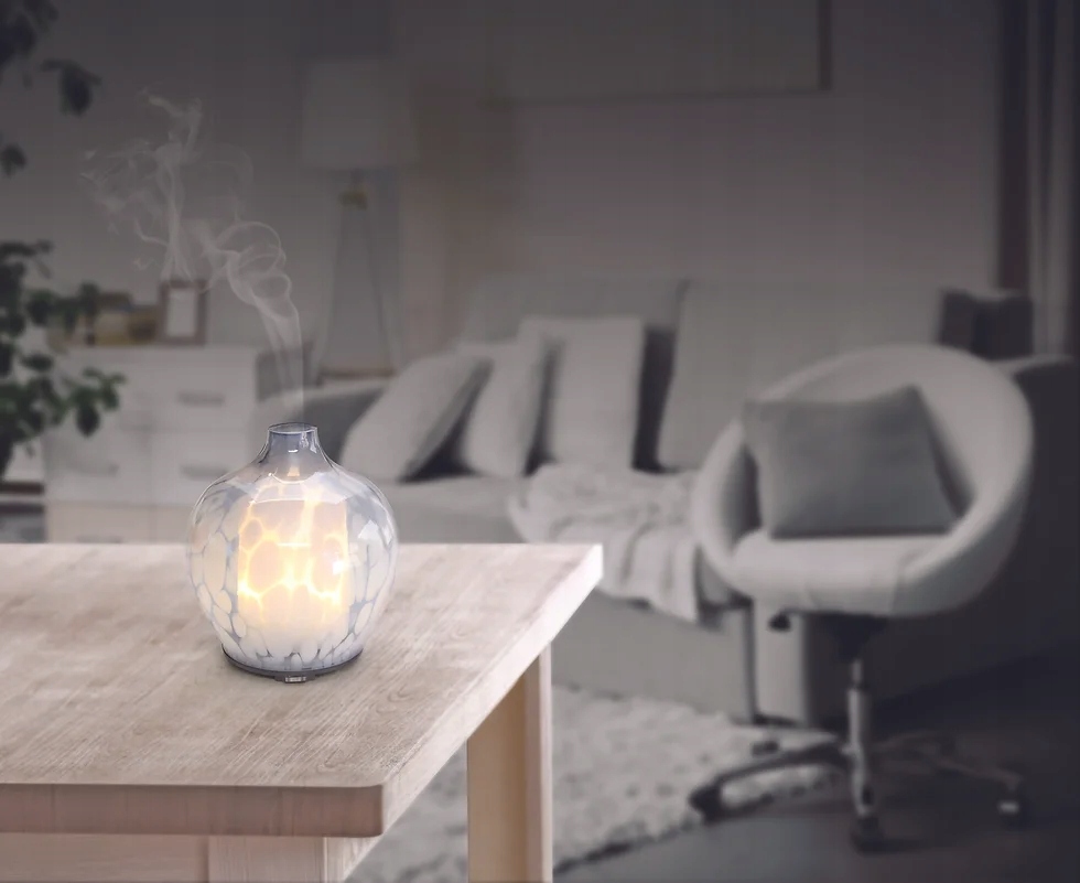 Szklany dyfuzor Ultradźwiękowy Mercura Biały Elegancki Design MADE BY ZEN