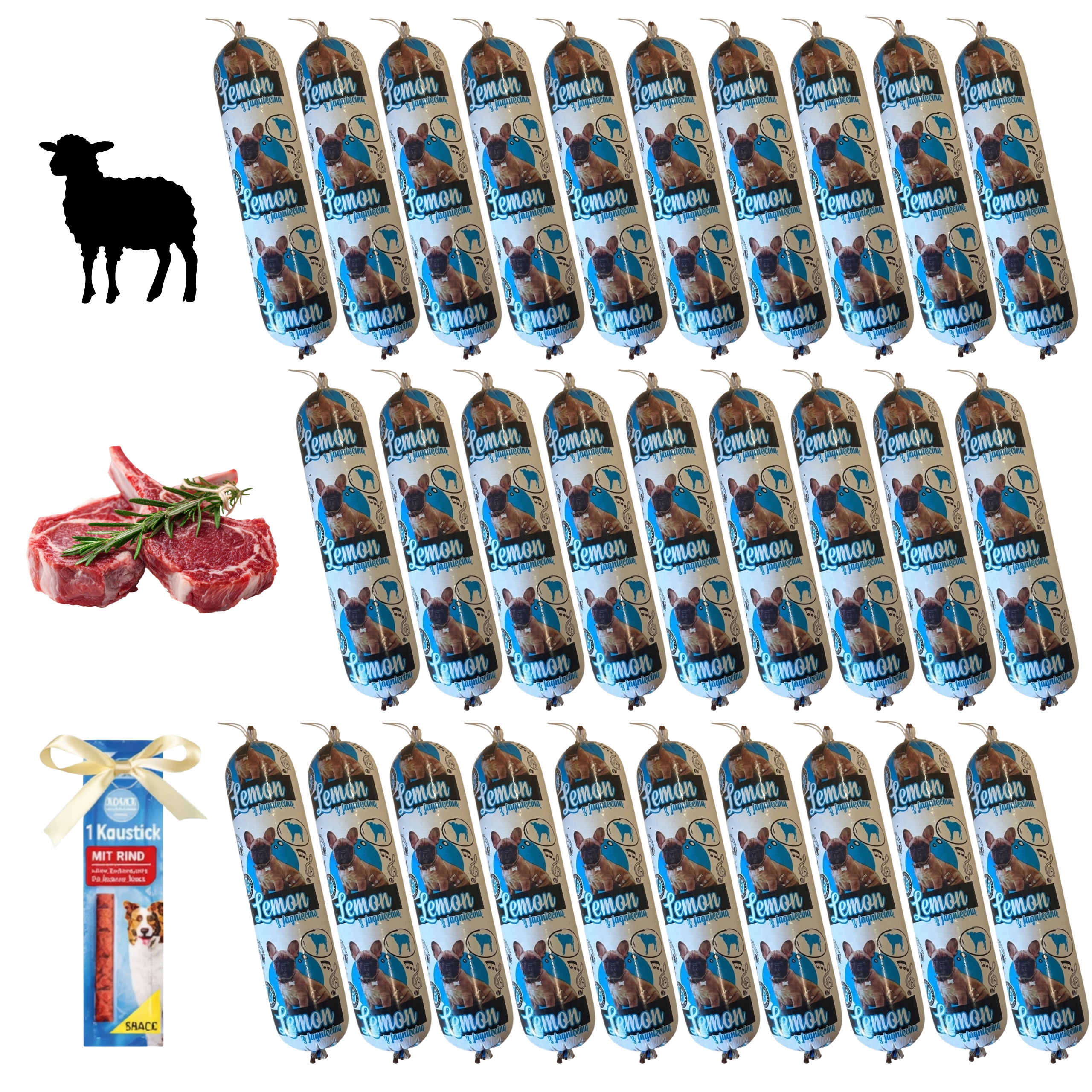 Levně Tyčinka pro psa jehněčí Lemon 29x1KG 90% krmivo bez chemie