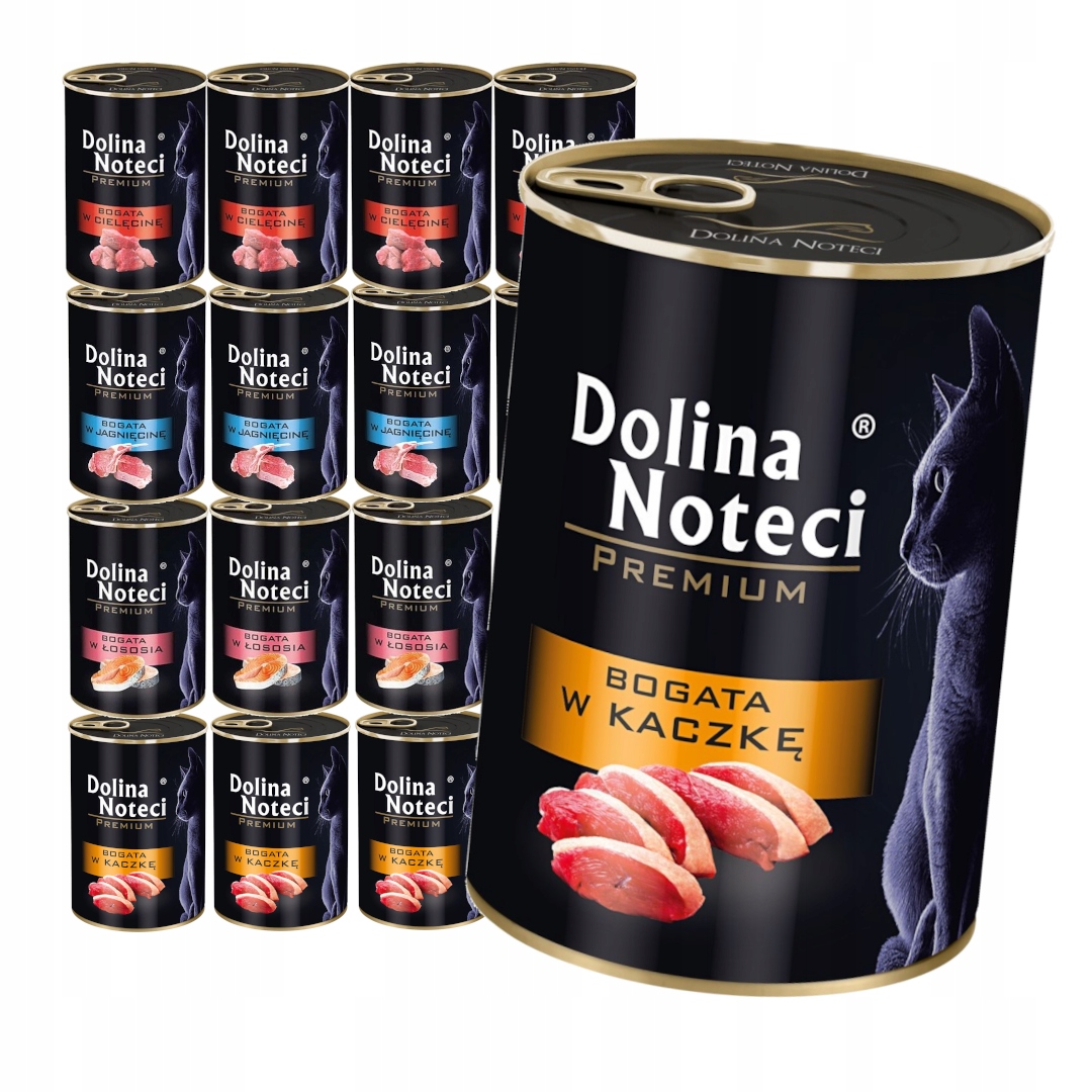 Dolina Noteci Premium dla Kota Mix 16x400g Jagnię Cielęcina Łosoś Kaczka