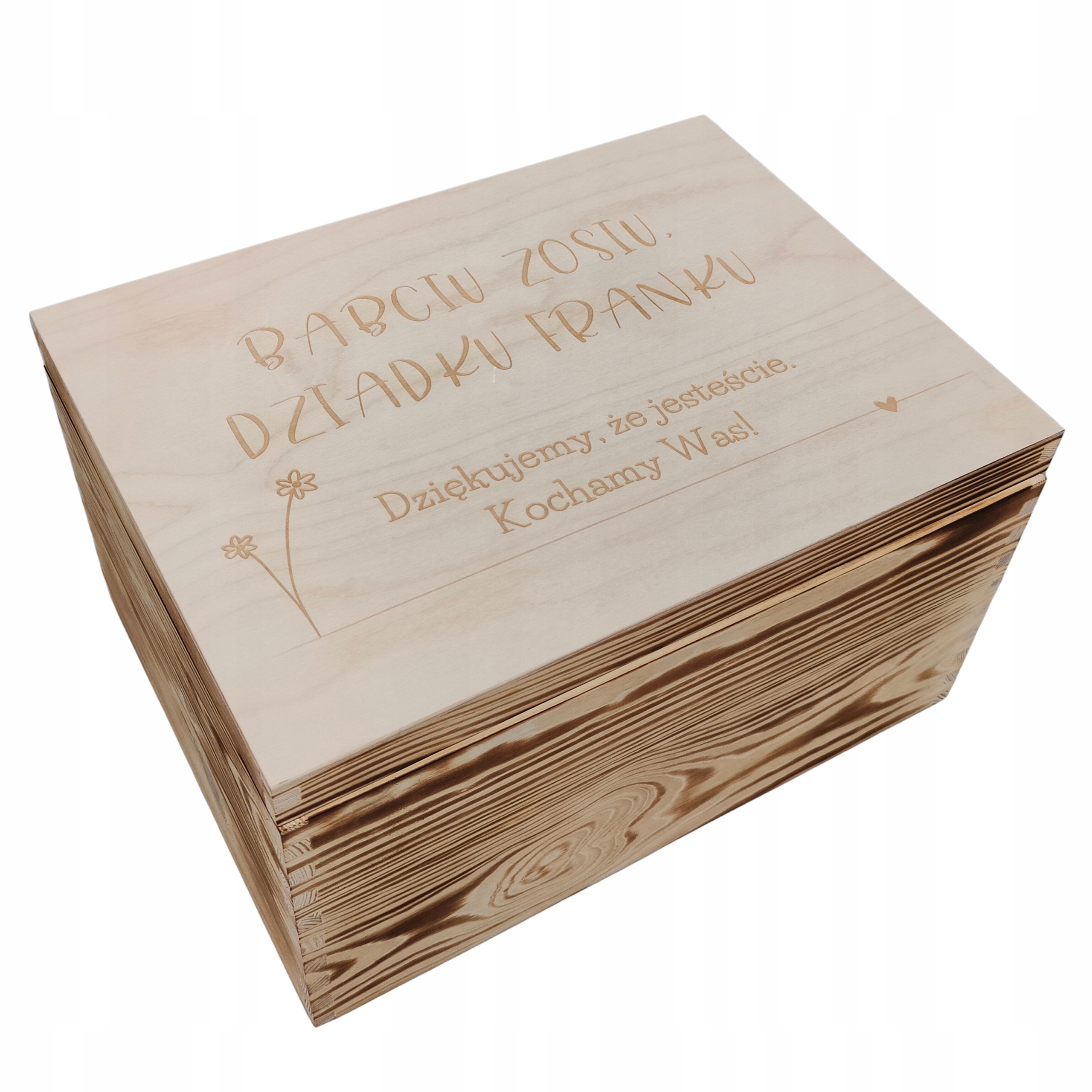 Personalizowana Skrzynka Drewniana na Dzień Babci i Dziadka 40x30x22CM