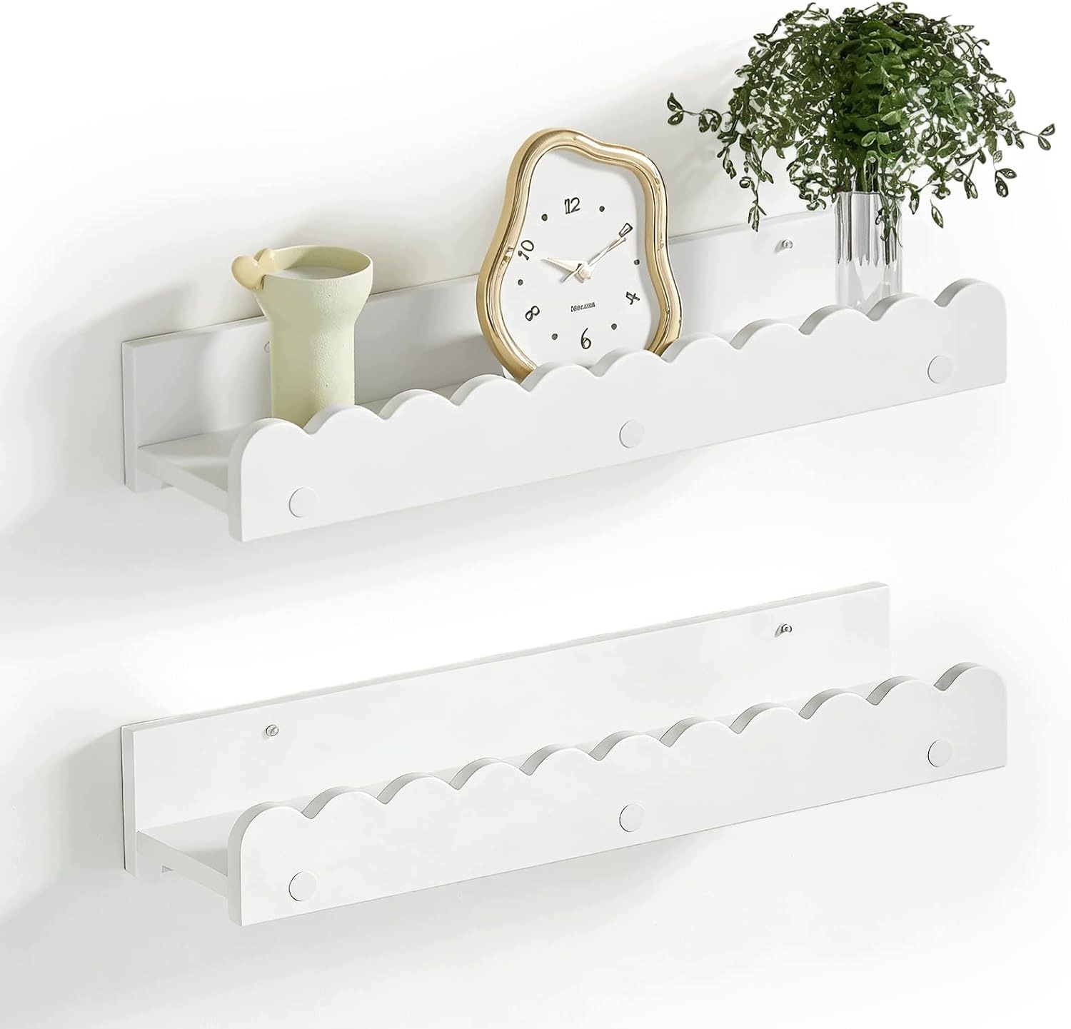 2X Nástěnný Regál 40 CM Pvc Bílý Obláček Police Fala Moderní