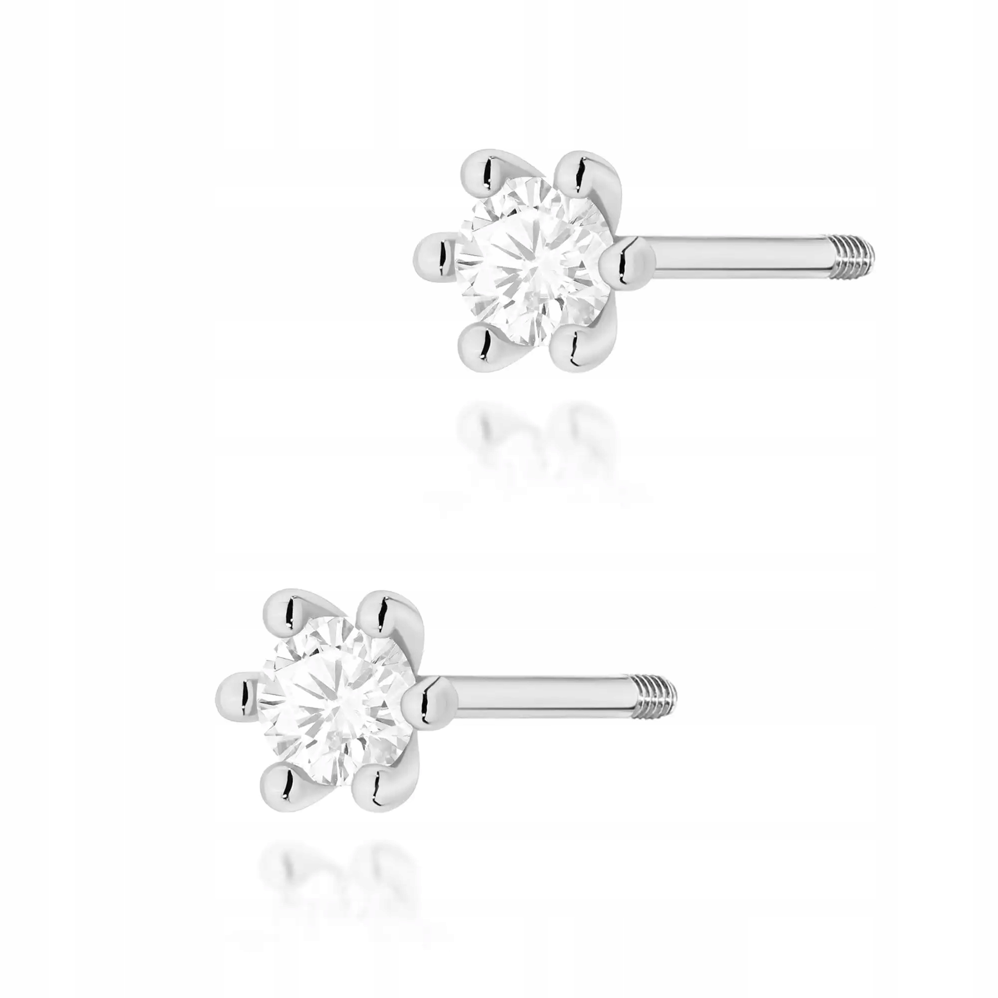 Zlaté náušnice 585 s diamantem, bílé zlato, elegantní, efektní 14k