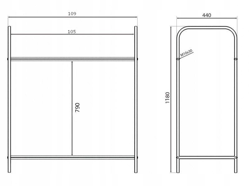 STOJAK REGAL NA OPONY KOLA MAX PION 8x260 mm OCYNK Width 107 cm