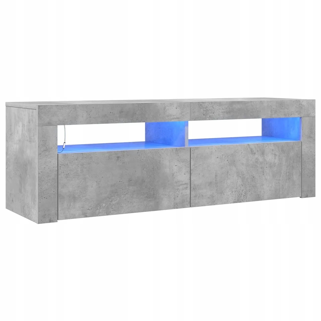 Rtv skříňka s Rgb Led osvětlením, šedá barva betonu, 120 x 35 x 40 cm