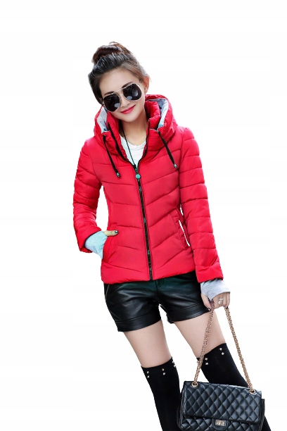 

Damska Kurtka Zimowa, Ocieplana, Czerwona, Stylowa