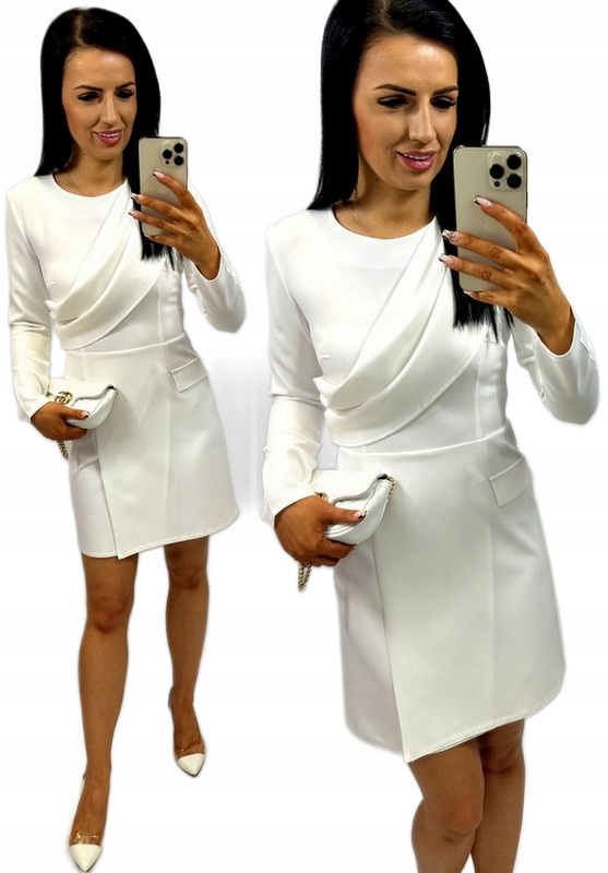 Elegantní šaty s šerpou a plisou jsou ideální na přijímání a křtiny Ecru XL