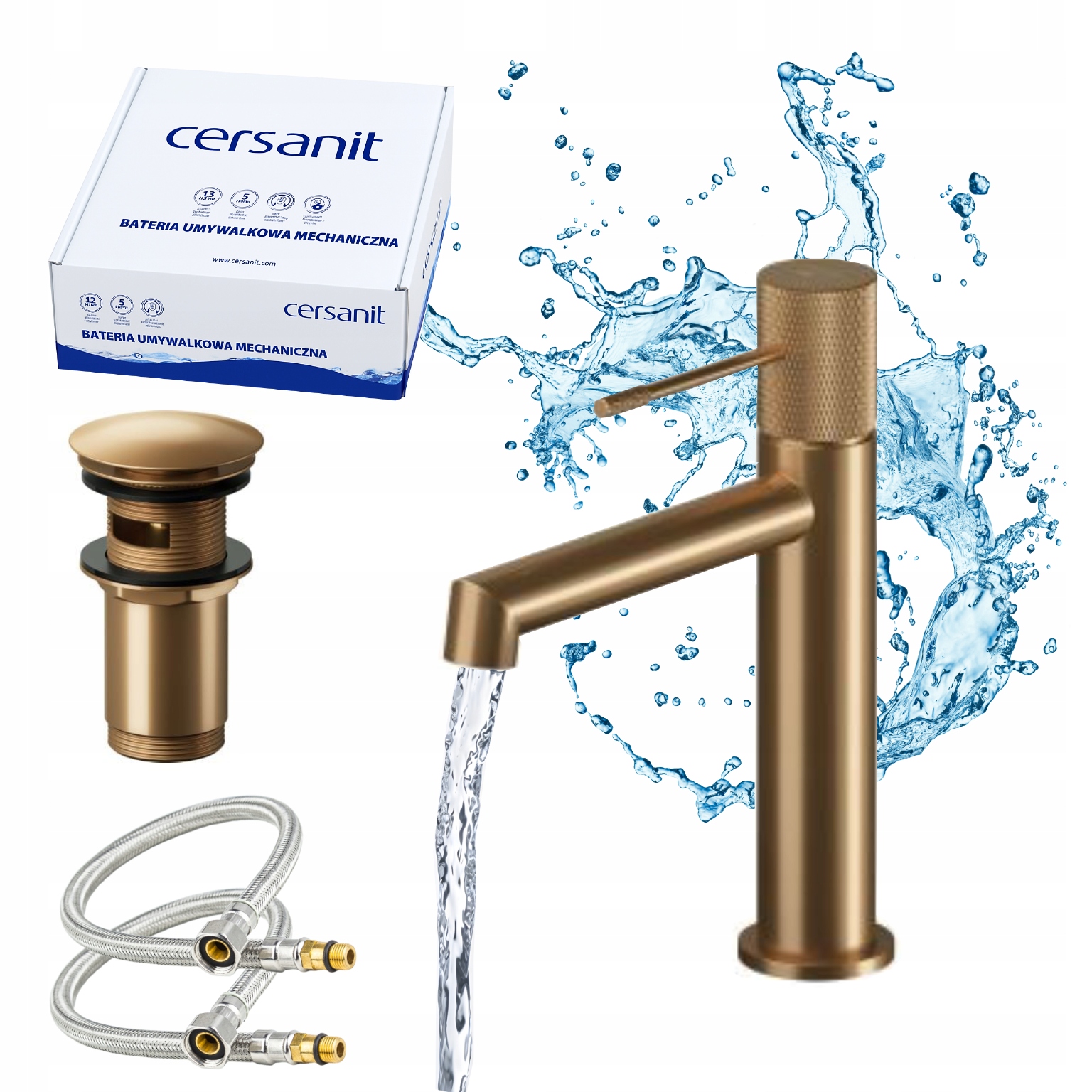 Sada baterií Cersanit Zen S951-801 Korek Klik-Klak Měď kartáčovaná Pvd