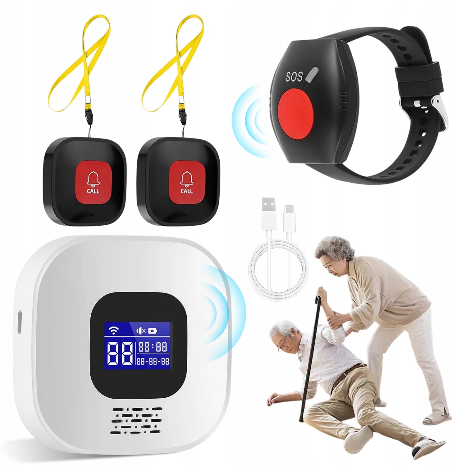 Caregiver Pager Tlačítko Alarmu Systém Alarmu 2 Tlačítka Sada