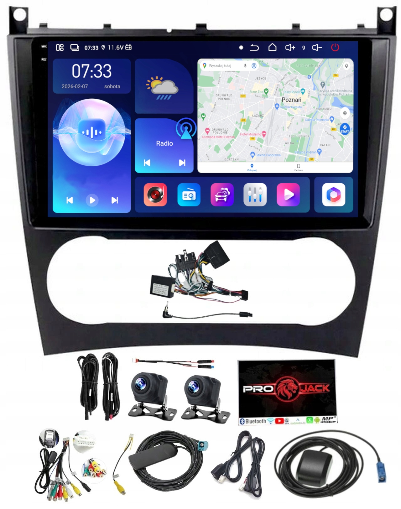 Rádio Navigácia Carplay Android Mercedes W203 W209 Wifi 6GB 128GB Sim