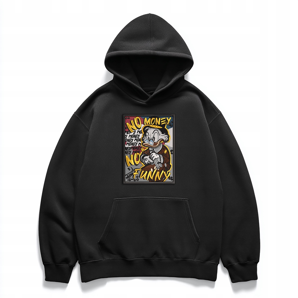 Mikina s kapucí a výšivkou No Money No Funny Prémiová výšivka Unisex XL