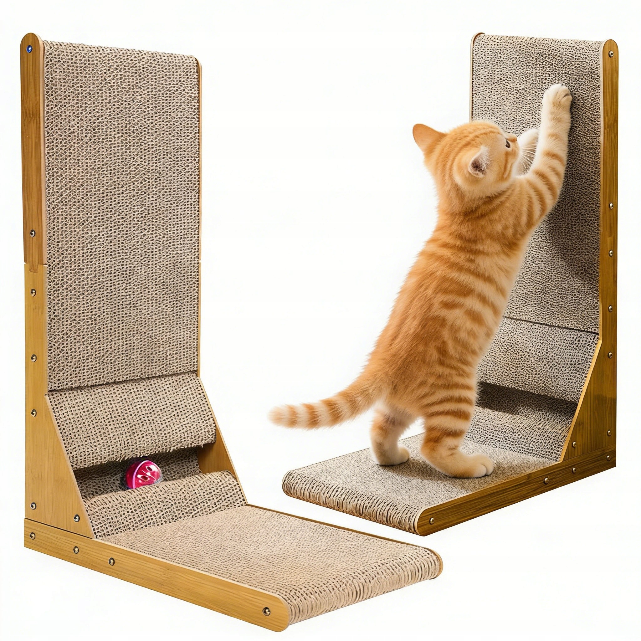 Levně Škrabadlo pro kočky rohová věž 60x40x25 cm velké vysoké s míčkem 2v1