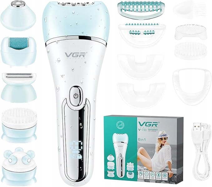 Depilator Dla Kobiet Golarka Damska Do Nóg Pach Bikini Ciała Peeling 6W1