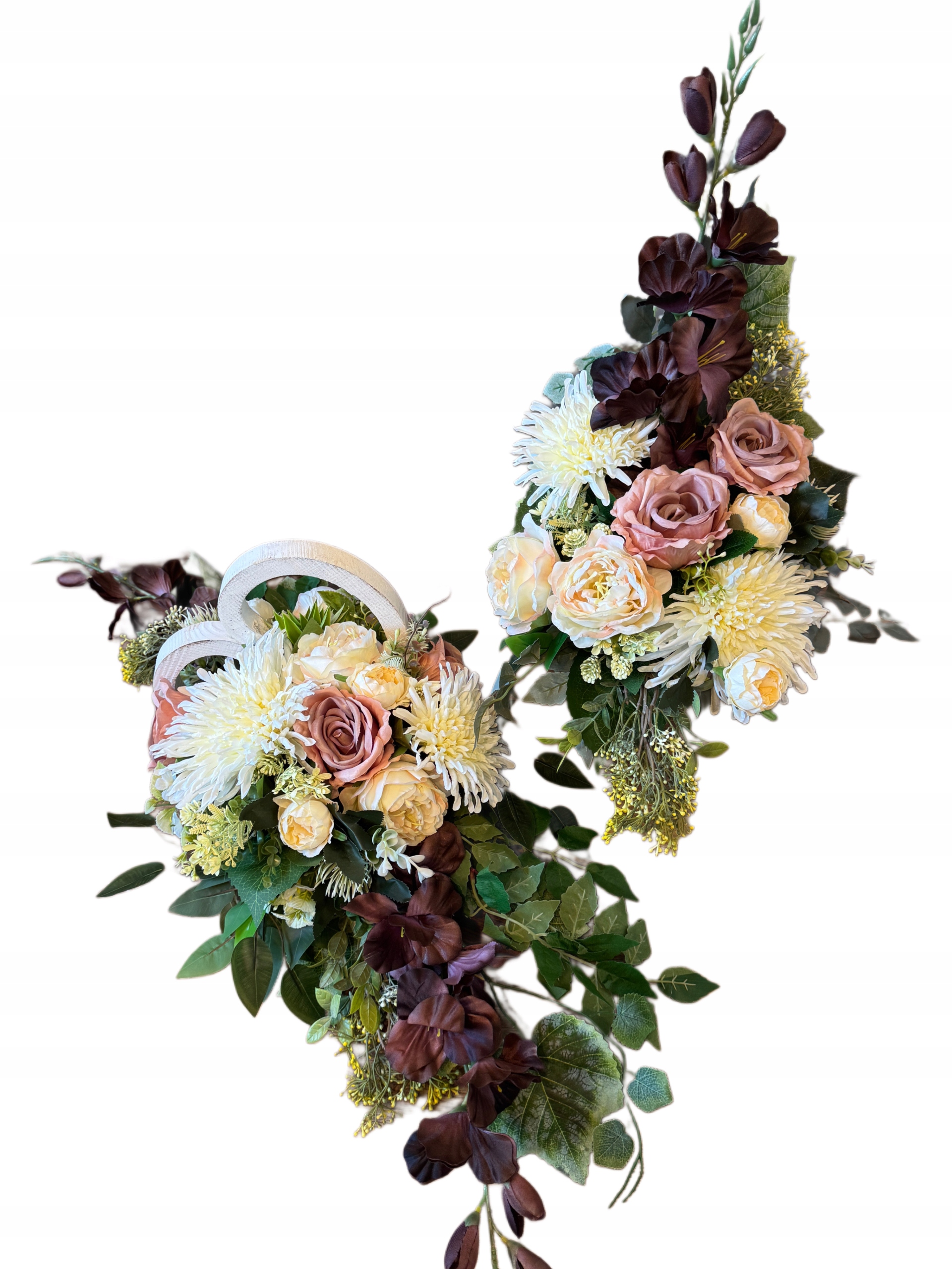 Aranžmán smútočná kytica Stroik Komplet na hrob cintorín Srdce Bronz