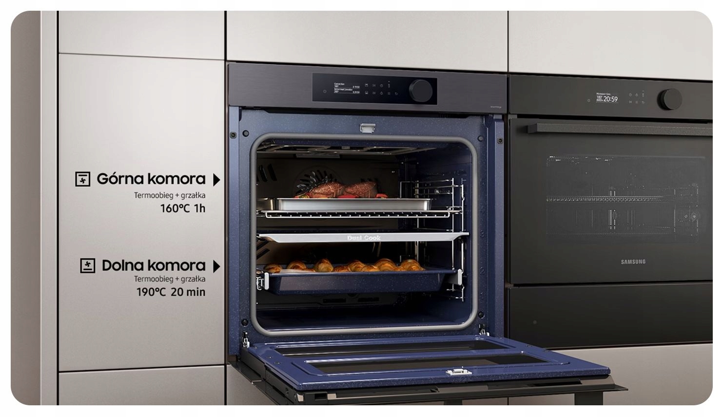 Zestaw SAMSUNG Piekarnik DualCook Flex NV7B57508AB + mikrofala MS22M8254AM Kolor dominujący inny kolor