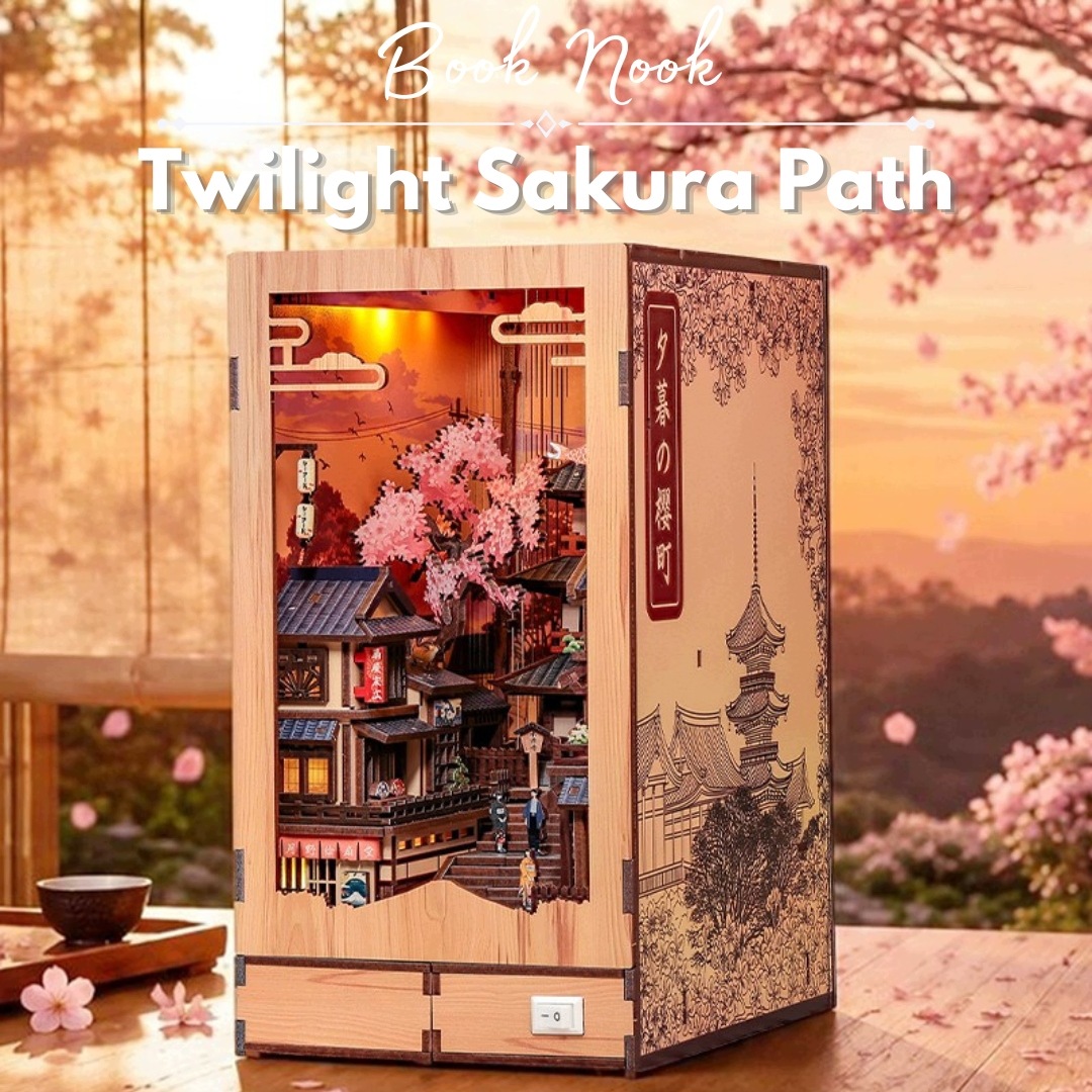 Book nook Diy CuteBee Twilight Sakura Path Led 407 el