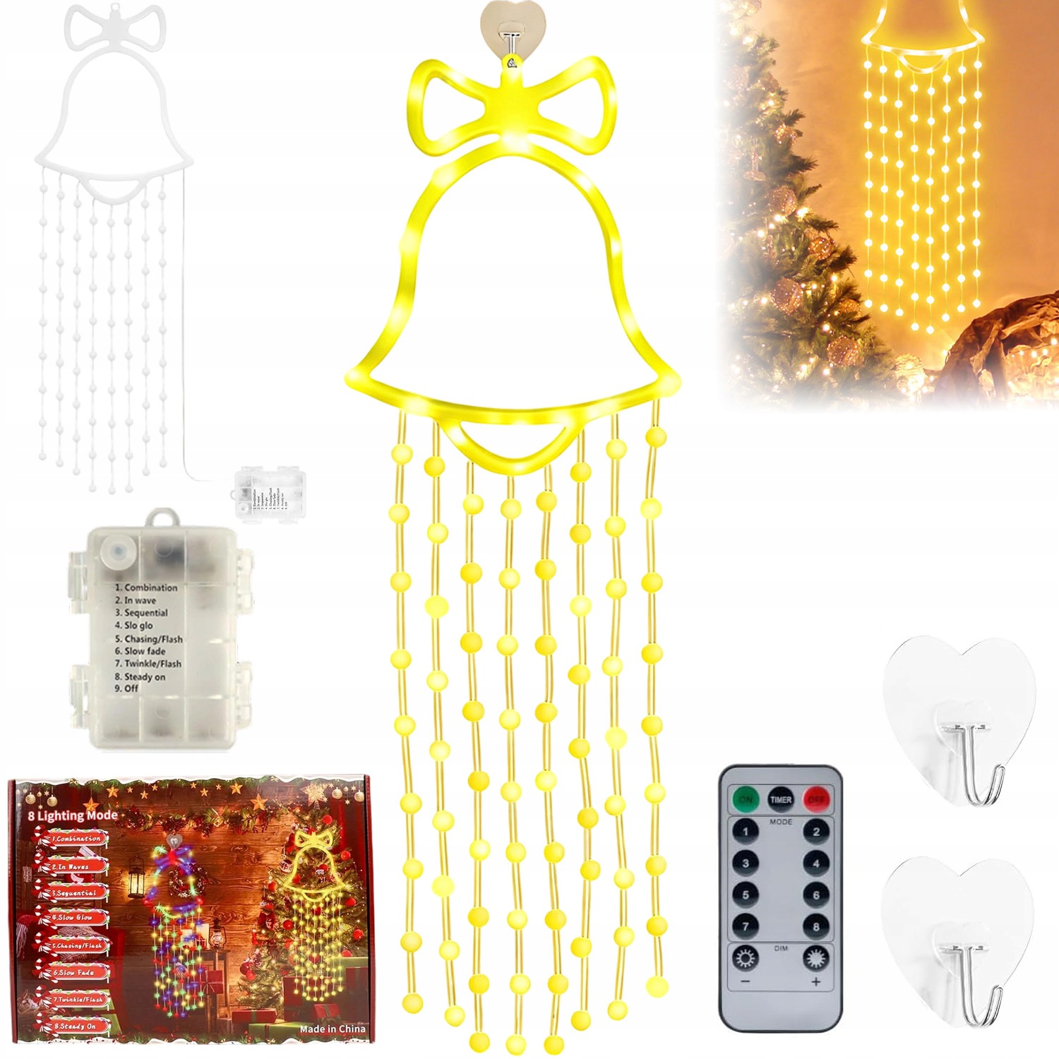Vánoční Led Lampičky Na Baterie Ve Tvaru Zvonků, Vánoce 83 CM