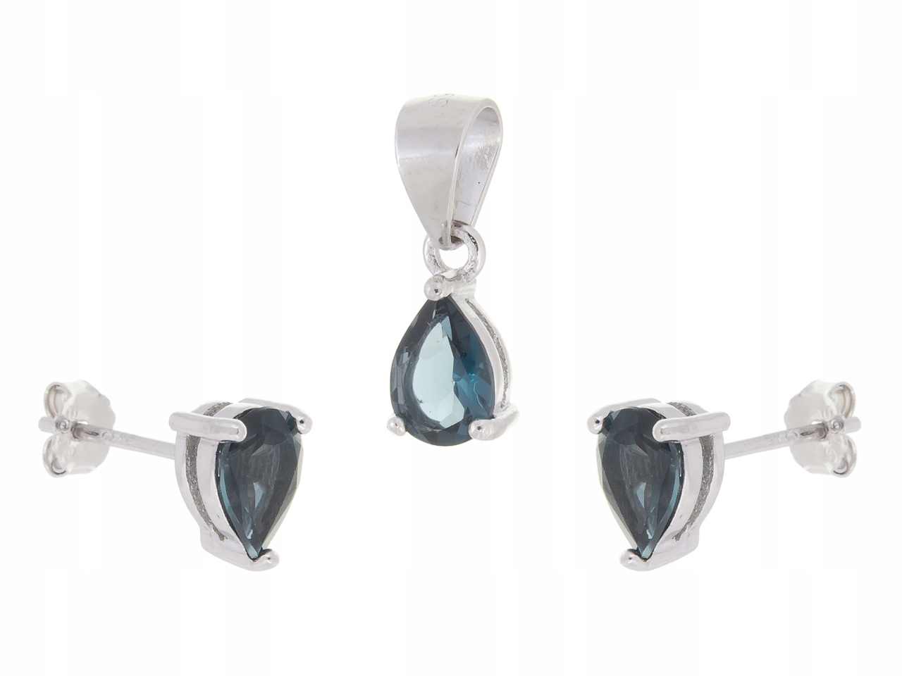 Stříbrný Rhodiovaný Komplet London Blue Topaz Přírodní Dárek