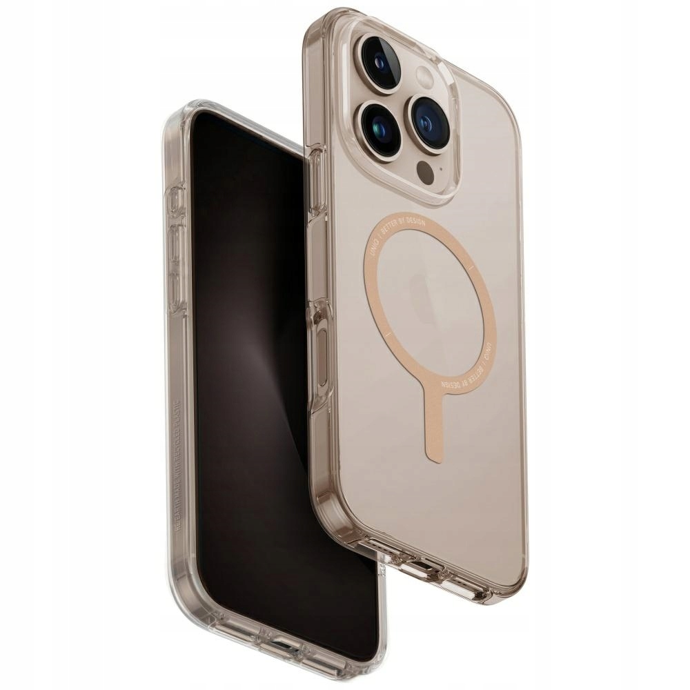 Etui Uniq Clario Magclick Charging na iPhone 16 Pro przezroczysto- złote