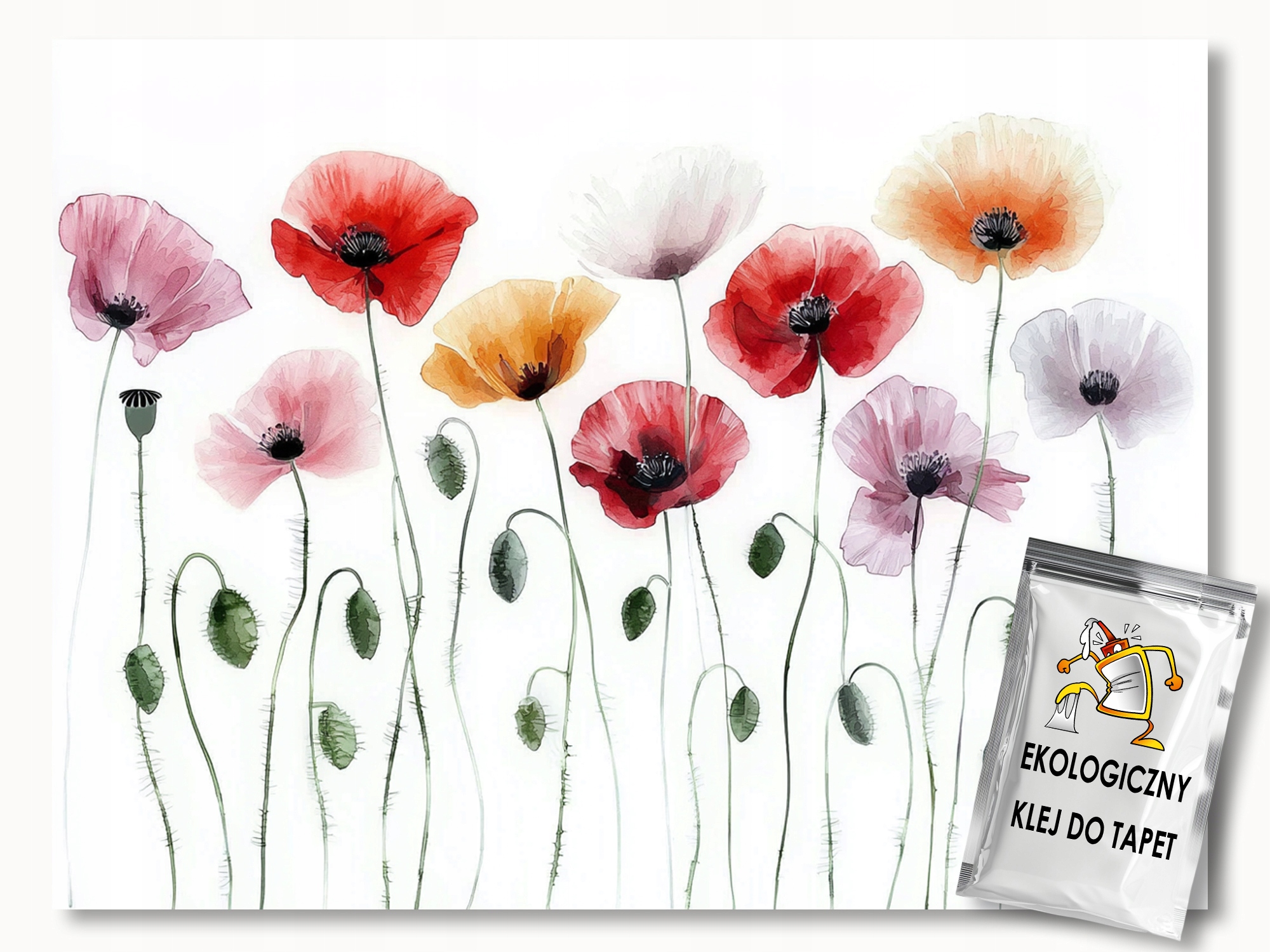 Vliesová fototapeta Akvarel Příroda Zahrada Pole Květiny Mák 150x105 155g