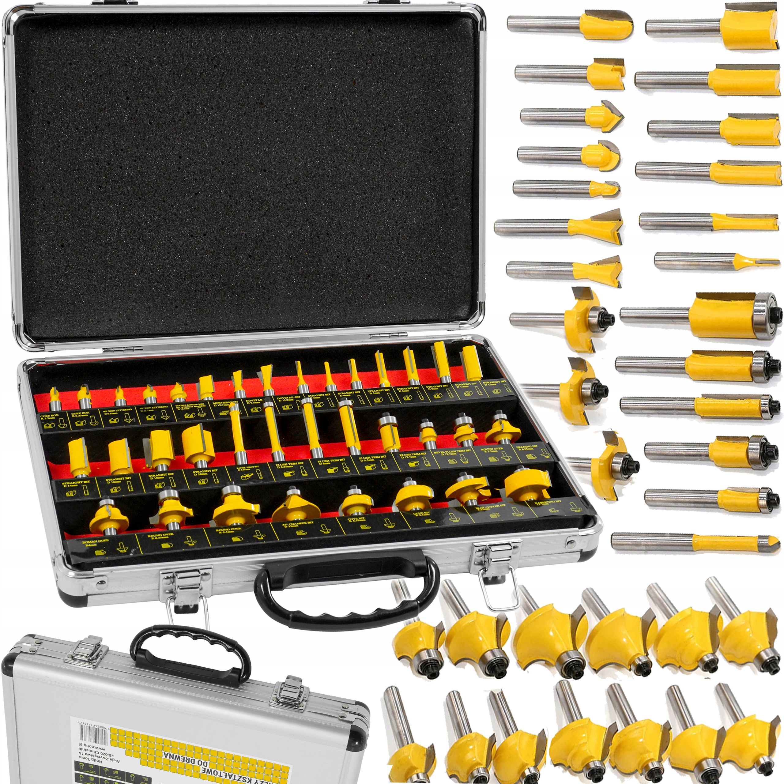 Frezy Kształtowe Do Drewna 35 el Frez Do Frezarki Frezowania Zestaw Frezów