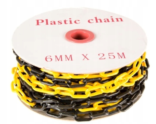 ŁAŃCUCH Plastikowy 25m BLOKUJĄCY 6mm OSTRZEGAW
