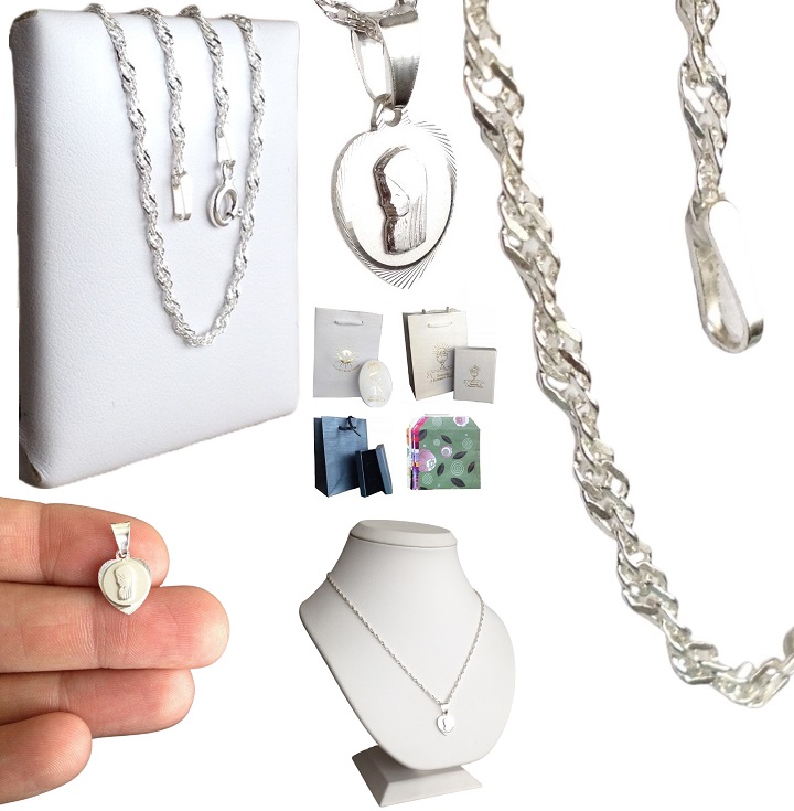 Łańcuszek srebrny, medalik komunia / chrzest