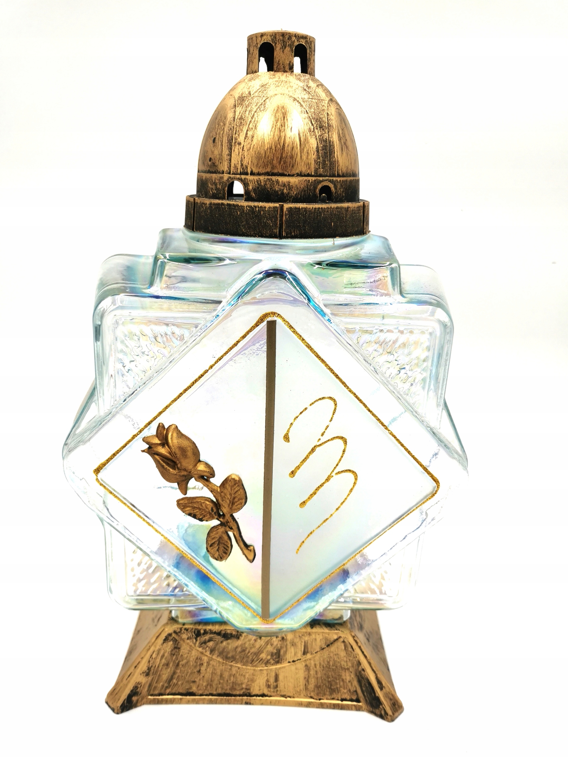 KAPLICZKA KWADRAT ZŁOTA TĘCZOWE SZKŁO RÓŻA ZŁOTA