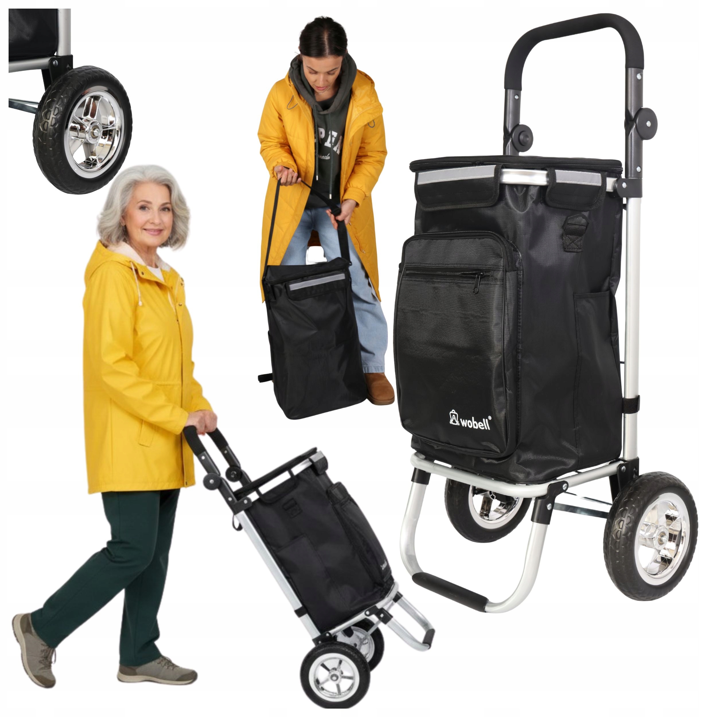 Nákupní vozík na gumových kolečkách, nákupní taška, lehká a voděodolná konstrukce