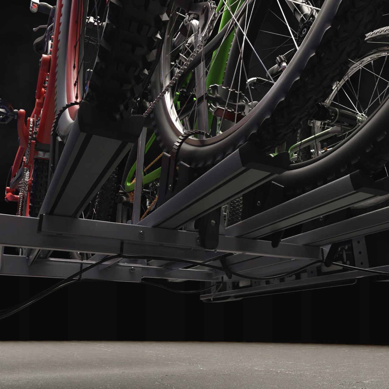 BAGAŻNIK ROWEROWY NA HAK PLATFORMA 4 ROWERY - AMOS - UCHYLANY 13 PIN ZAMEK Zabezpieczenie antykradzieżowe tak