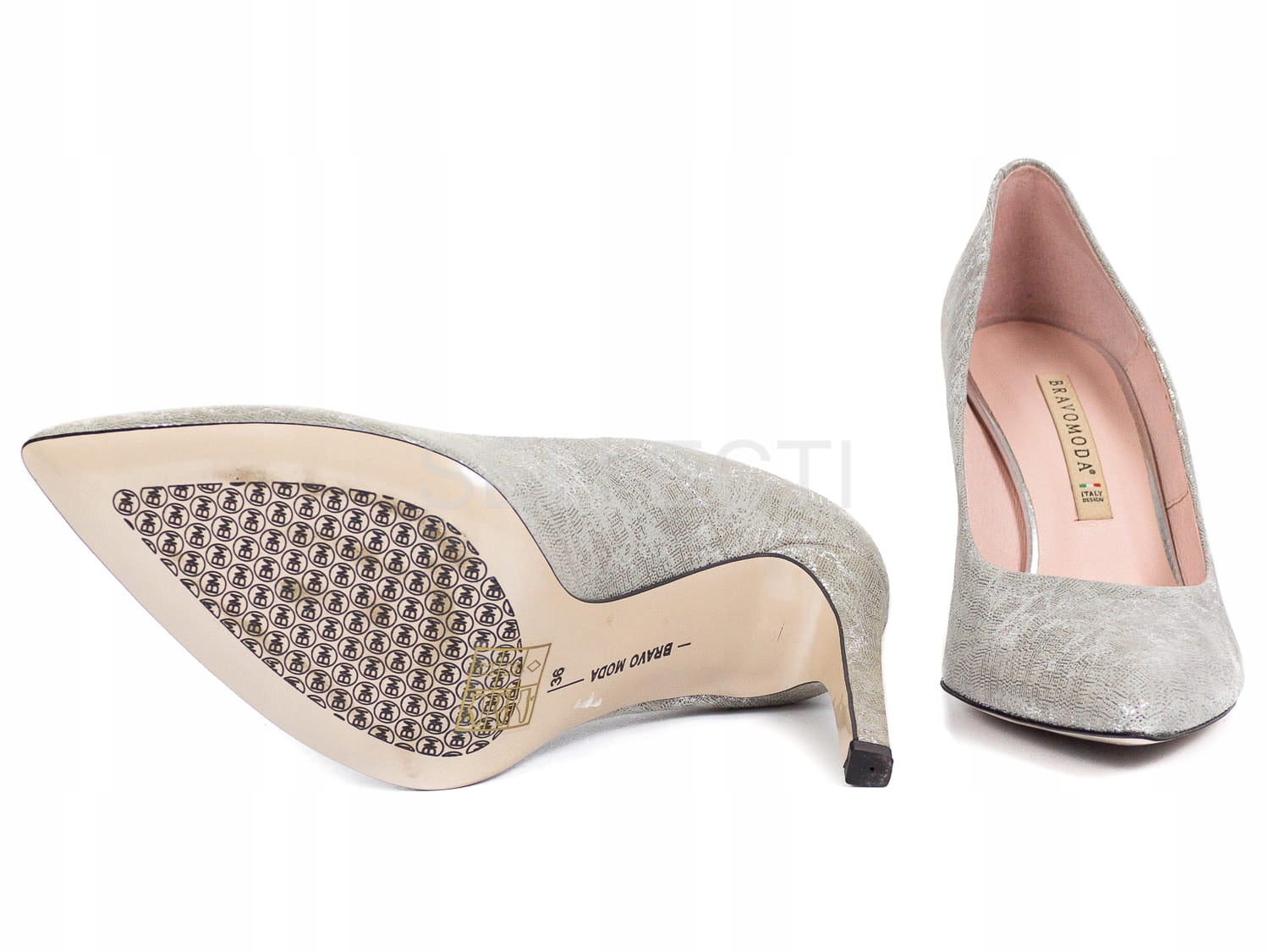 Czółenka BRAVO MODA 1373 srebrne r. 36 SELLECTI Materiał wkładki skóra naturalna