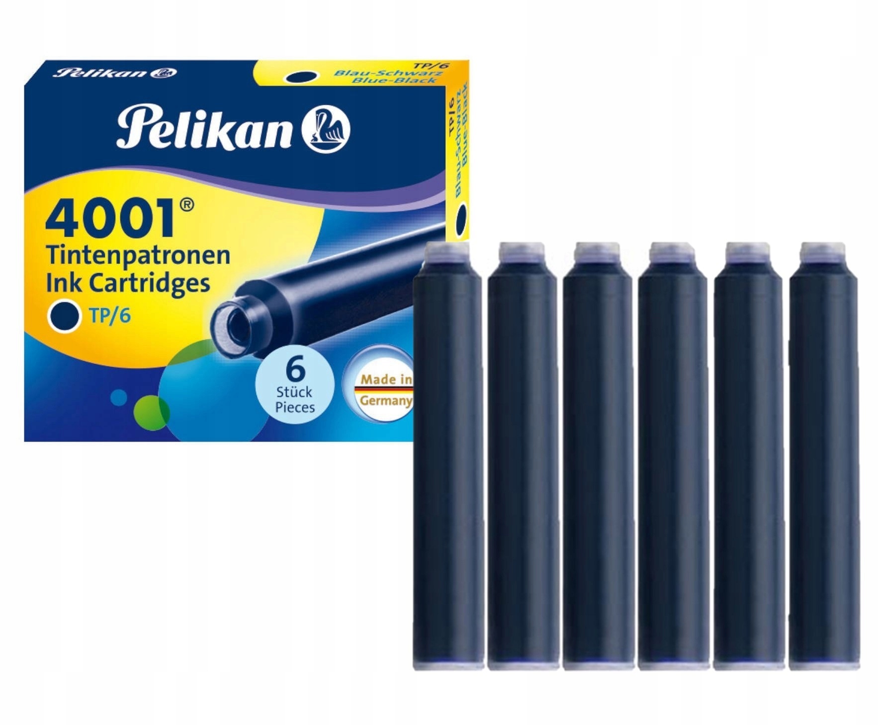 

Naboje do pióra krótkie Pelikan 6 sztuk granatowe