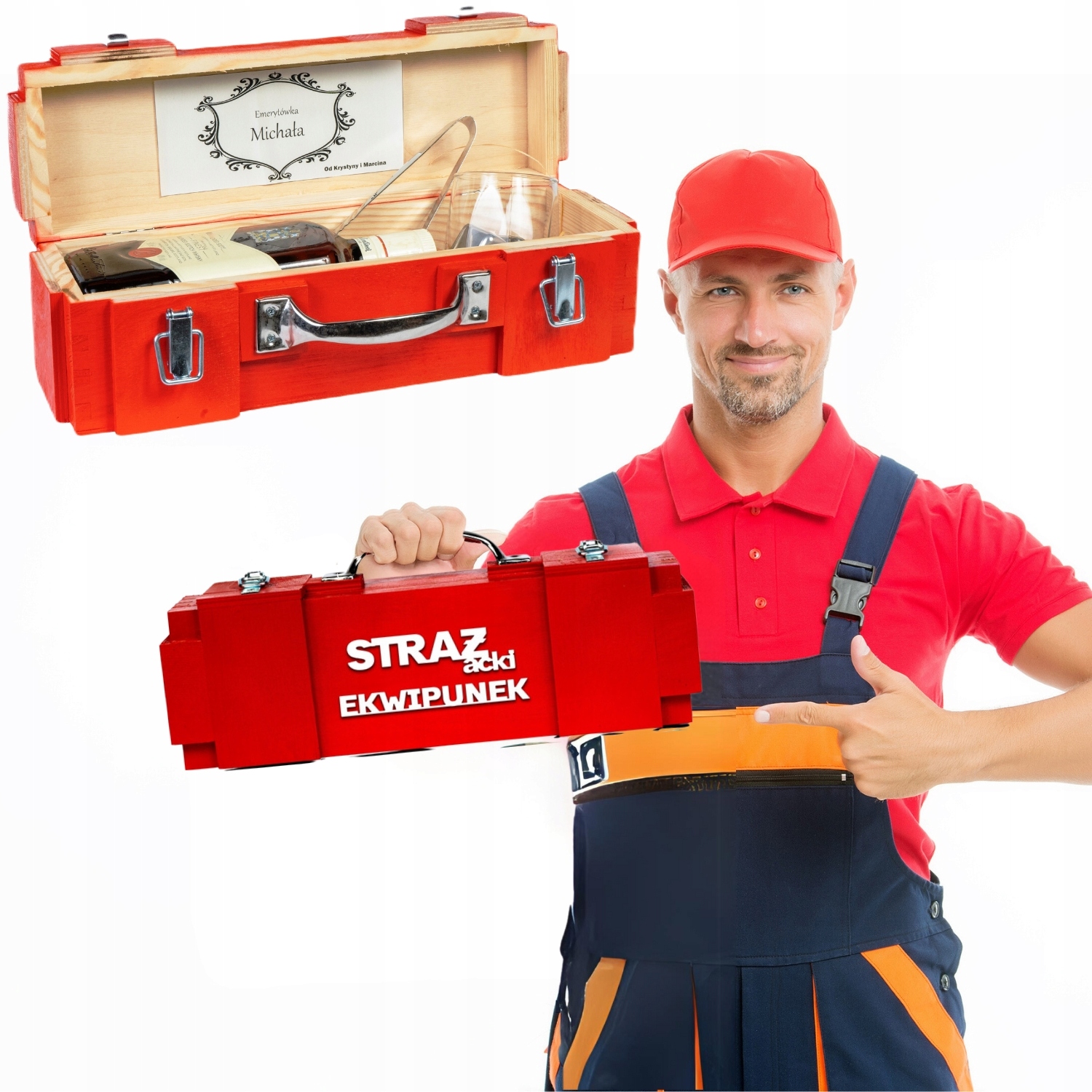 Hasičská krabička na láhev s jménem hasiče k narozeninám pro bakaláře